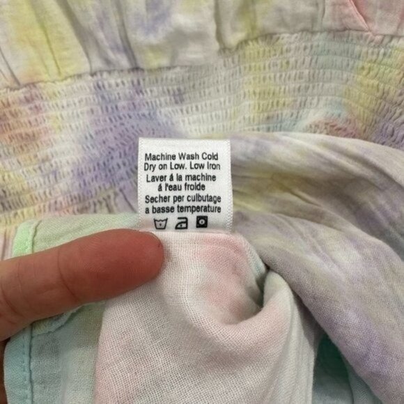 Anthropologie Stark X White Tie Dye Gauzy Pullover Cotton Large Drop Waist Dress - Picture 5 of 7